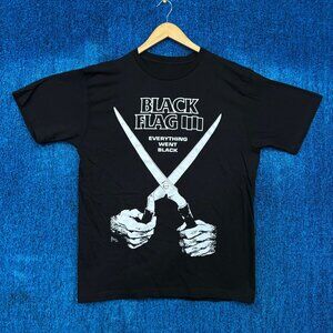 Black Flag “Everything Went Black”Punk Rock Band Graphic T-Shirt Size Large